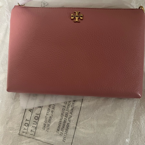 Tory Burch Kira Pebbled Wallet Crossbody In Pink Magnolia NWT - Picture 9 of 12